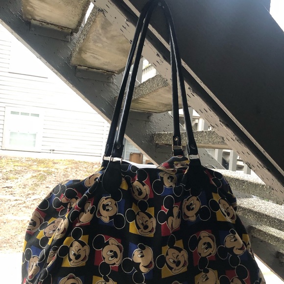 Vintage Mickey Unlimited Mouse Disney By Glentex Sholder Bag Black ,Tan & Red - Picture 10 of 16